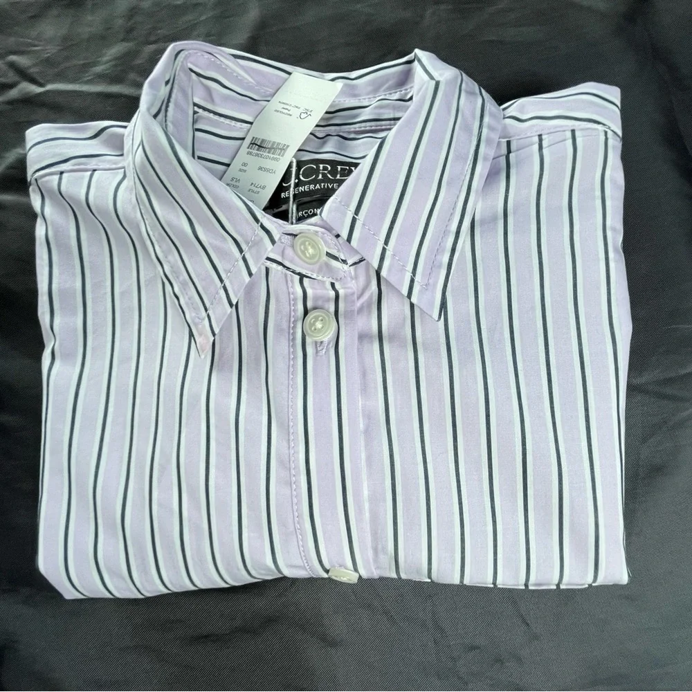 J.Crew Size 00  Garçon classic shirt in striped cotton poplin In Vintage Lilac - Picture 13 of 13